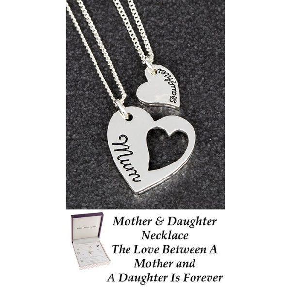 Two Part Necklace Mother Mum Daughter Present Crystal Diamond Heart Gift  Present | eBay
